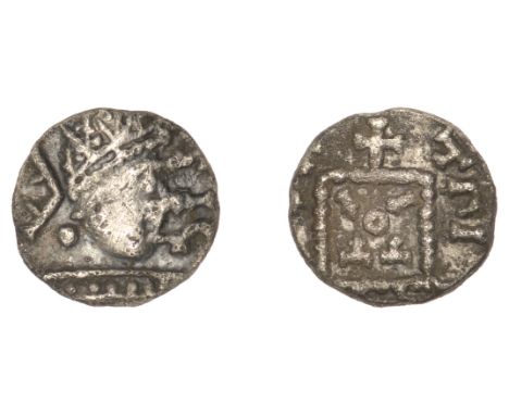 Early Anglo-Saxon Period, Sceatta, Primary series A2, radiate head right, tic in front, a behind, rev. debased standard, 1.17