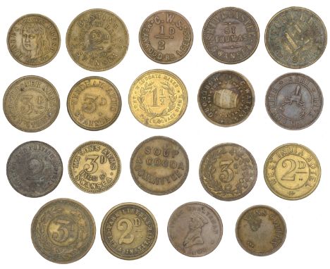 Miscellaneous Tokens and Checks, GLOUCESTERSHIRE, Bristol, West India Hotel, W.B. Payne, brass Twopence, 24mm; HEREFORDSHIRE,