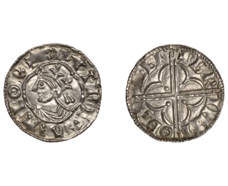Cnut (1016-1035), Penny, Quatrefoil type, London, Brihtnoth, brihtnod lvnden, ties from crown, reads anglor, late London C di
