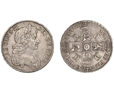 Charles II (1660-1685), Crown, 1676, third bust, edge vicesimo octavo (ESC 397; S 3358). Light adjustment marks on obverse, d