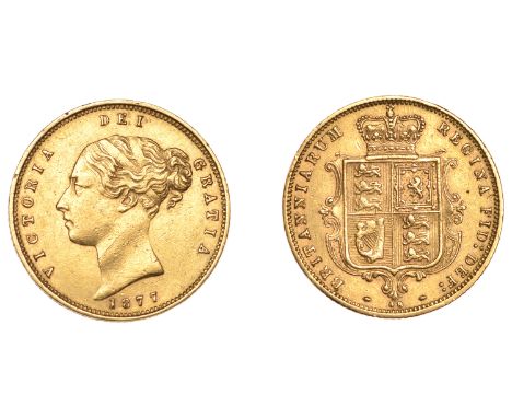 Victoria (1837-1901), Half-Sovereign, 1877, die 46 (M 452; S 3860E). Brushed, otherwise very fine £150-£180