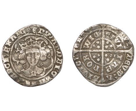 Edward IV (First reign, 1461-1470), Light coinage, Groat, Norwich, class VI, mm. sun, n on breast, quatrefoils by neck, 2.71g