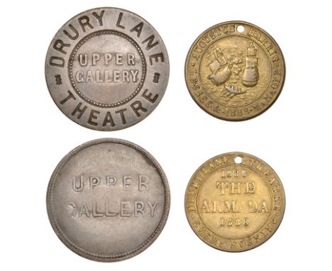 LONDON, Drury Lane, Theatre Royal, Fourth Theatre, copper, upper gallery, 31mm, 9.73g (W 215; D & W 20/230); 1888, brass, Aug