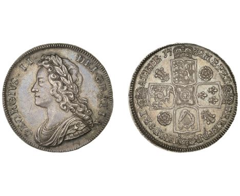 George II (1727-1760), Halfcrown, 1732, roses and plumes, edge sexto (ESC 1675; S 3692). Two light scratches in front of neck