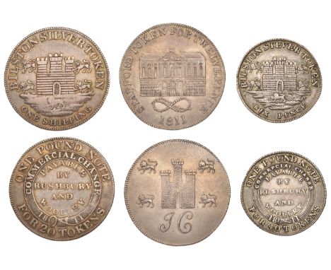 STAFFORDSHIRE, Bilston, George Rushbury and Edward Woolley, Shilling, 1811, 4.01g/12h (D 2), Sixpence, 1811, 1.77g/12h (D 3);