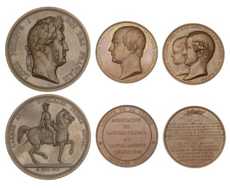 FRANCE, Duc d’Orléans, 1842, a copper medal by J.-J. Barre after Marochetti [struck 1845-60], 71mm (BDM I, 130); Duke of Nemo