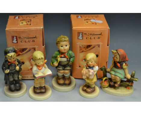 Hummel Figures - Honor Student;  others Pigtails, Trumpeter boy etc, 2 boxed (5)