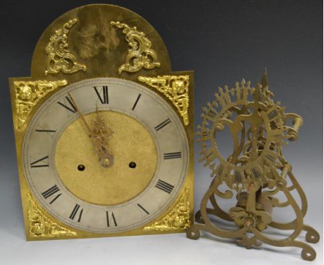 A 20th Century longcase clock movement; a skeleton clock (part)