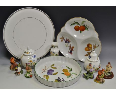 Ceramics - Border Fine Arts figures; Aynsley Cottage Garden; Royal Worcester Silver Jubilee cake plate; Evesham etc.