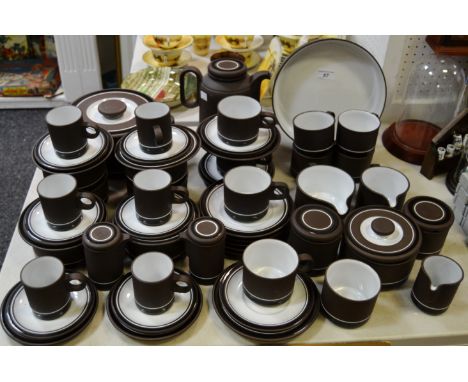 A Hornsea contrast pattern part tea and coffee service comprising of canisters, tureens, sups, saucers etc