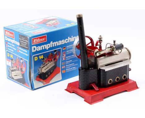 Wilesco D14 Stationary horizontal steam engine, as issued in the original card box with leaflet and filler, 