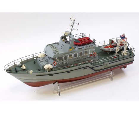 Fisheries patrol vessel 'Drumbeat of Devon' based on a model slipway kit. Scale 1:24, length 39 inches, twin electric motors 