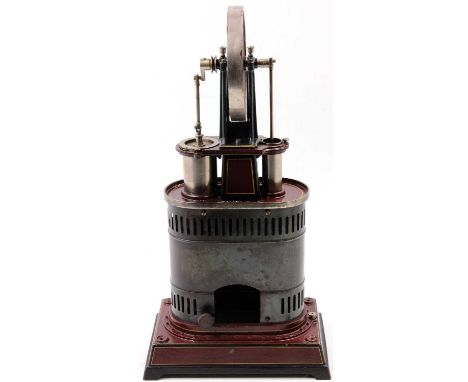 Carette Model Number 686/3, circa 1911 hot air engine, spirit fired of vertical formation comprising of cast base with spirit