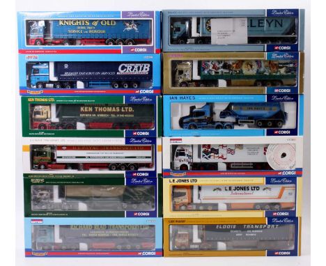 Corgi Toys modern issue 1/50th scale road transport group of 10 with examples including No. CC13403 MAN TGA Curtainside "Ken 