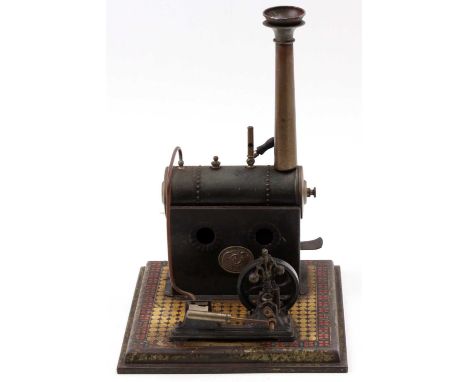 Ernst Plank, Circa 1910 stationary steam plant comprising of spirit fired horizontal boiler with whistle, single wick burner 