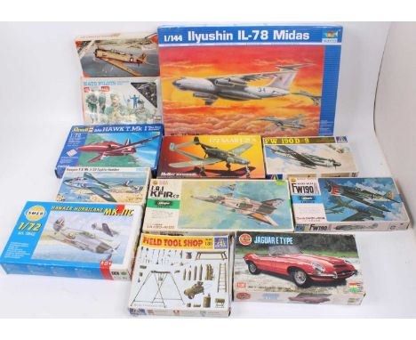 12 various mixed scale plastic kits to include civilian and military interest, to include Esci, Italeri, and others, specific