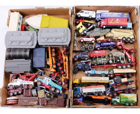 2 trays containing a collection of Corgi Toys modern issue 1/50th scale trucks and Heavy Haulage diecasts, with examples incl