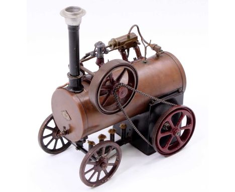 Carette Circa 1895, Model No.692/3P Portable steam engine, comprising spirit-fired boiler with single cylinder mounted slide 