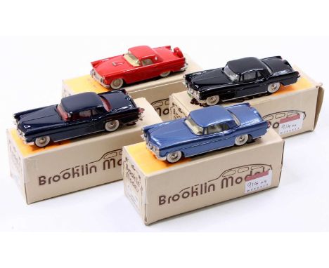 A collection of four Brooklin Models 1/43 scale white metal miniatures to include a No. 11 1956 Lincoln Continental Mk 2, a N