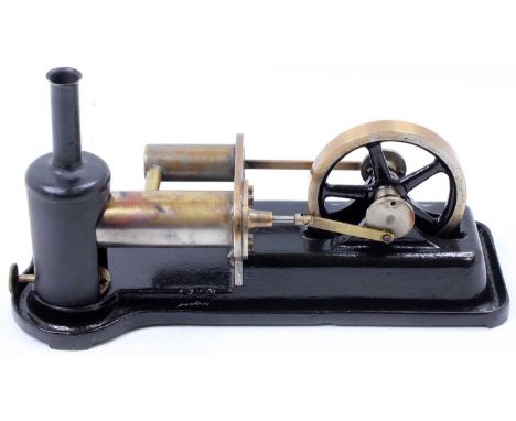 James Carter, Circa 1920, stationary horizontal hot air engine, length 29cm, comprising black base, with single cylinder powe