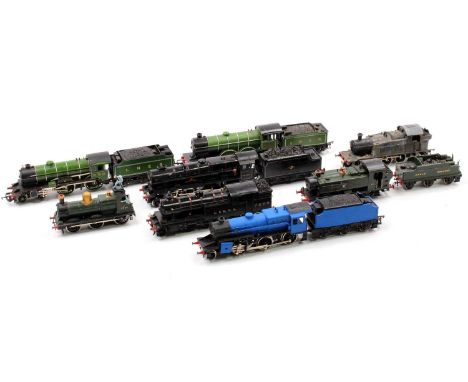 Eight locomotives including kit built, Hornby, Bachmann, Airfix and Lima. Some repainted or weathered, no boxes - generally V