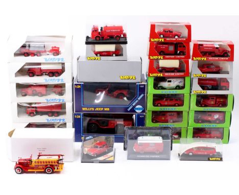 Two trays containing a collection of various 1/43 and 1/24 scale emergency service related diecasts to include Verem, Eligor,