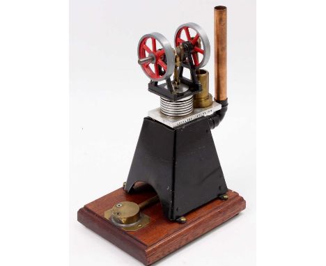 Scratchbuilt vertical hot air engine, in the manner of a French Vertical engine by Julian wood, comprising of single cylinder