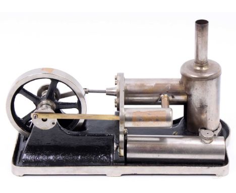 James Carter, Circa 1920, stationary horizontal hot air engine, length 27cm, comprising black base, with single cylinder powe