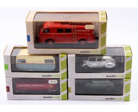 Auto Cult 1/43rd scale diecast group of 5 comprising reference numbers 02008 E400 Kombiwagen, 09004 92H Motorhome, 04007 McQu