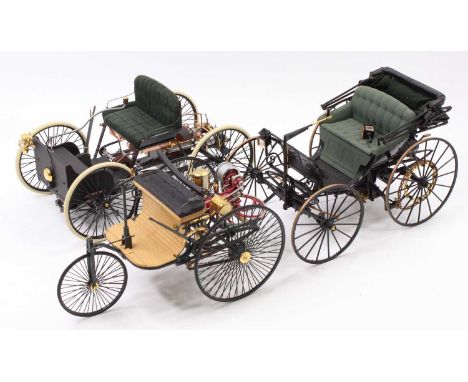 3 Franklin Mint veteran automobiles comprising a 1/6th scale Ford 1906 Quardricycle, a 1/8th scale 1886 Mercedes Benz, the se