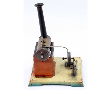 Ernst Plank stationary steam plant, Circa 1900, comprising of tinplate hand-painted base, with brickwork supported horizontal