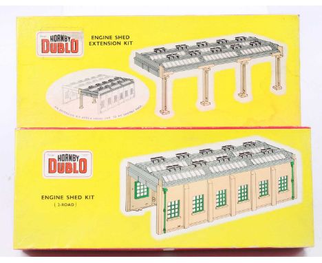 Two Hornby-Dublo kits: 5005 Engine shed &amp; 5006 Engine shed extension. Both believed complete. (VG-E) Boxes (VG) but 5005 