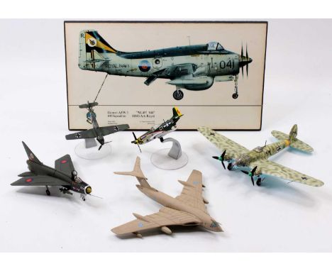 One tray containing a collection of mixed Corgi Aviation Archive loose model aircraft, together with an RAF 4-piece No. 1 squ
