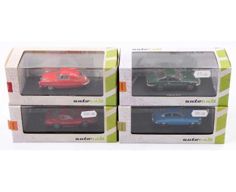 Auto Cult 1/43rd scale diecast group of 4 comprising reference numbers 05020 Ginetta G15, 02003 SIOP Marathon Corsaire, 05008