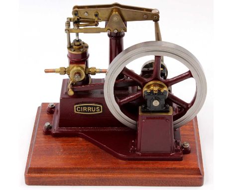 Cotswold Heritage Cirrus Beam Engine, suitable for steam or compressed air use, comprising maroon central column with single 