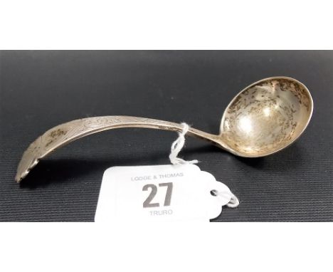 Edwardian silver sauce ladle, the scallop shell handle with bright cut decoration, Sheffield 1907, weight 0.90oz approx