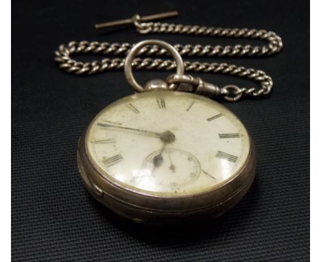 Victorian silver open face pocket watch, the white enamel dial with Roman numerals and subsidiary seconds dial, hallmarked Bi