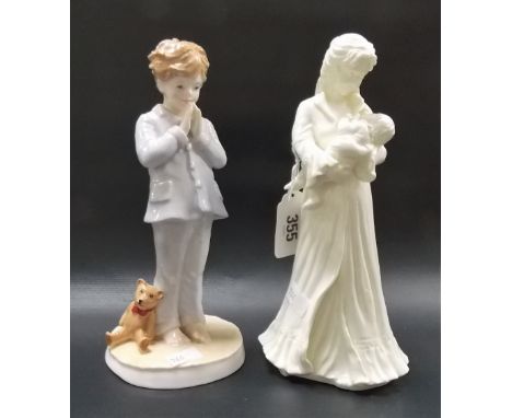 Modern Royal Worcester porcelain group 'Sweet Dreams...' modelled by Maureen Halson, 1988; together with another Royal Worces