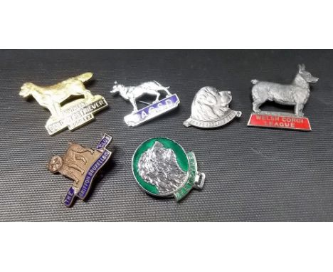 Six various vintage dog club badges inc. Welsh Corgi League & The Griffon Bruxellois Club