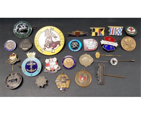 Twenty-two various metal & enamel badges, fobs etc