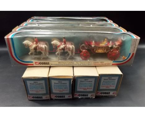 Nine Corgi 1902 State Landau royal carriages within original boxes (9)