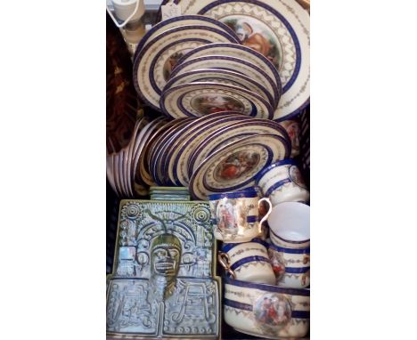 Czechoslovakian dinner set, Holkhalm Pottery bLamp, Carltonware Rouge plate  