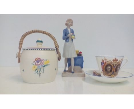 Poole Pottery Sugar Bowl, Tupperware Figure and a Commemorative Duo