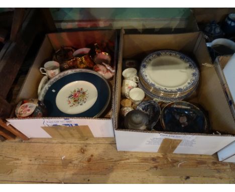 A quantity of ceramics and glass contained in two boxes, to include: Royal Worcester, Crown Staffordshire, Burleighware and o