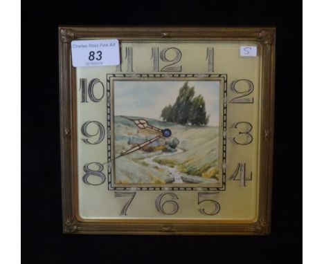 An early 20th century brass cased travelling desk clock, the gilt dial marked J.W. Benson, London and bearing Arabic numerals