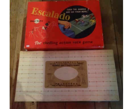 A boxed Chad Valley Escalado Horse Racing Game, mid-20th century, together with a boxed Shanghai Arts & Crafts branch chess s