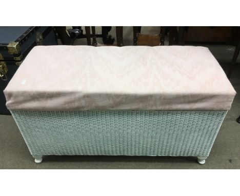 A Lloyd Loom White ottoman &amp; chair, approx 40x90x51cm - NO RESERVE
