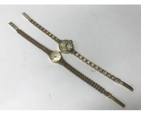Two ladies 9ct Gold watches with Gold straps maker Rotary and Jaquet-Droz. (2) weight 27g. NO RESERVE.
