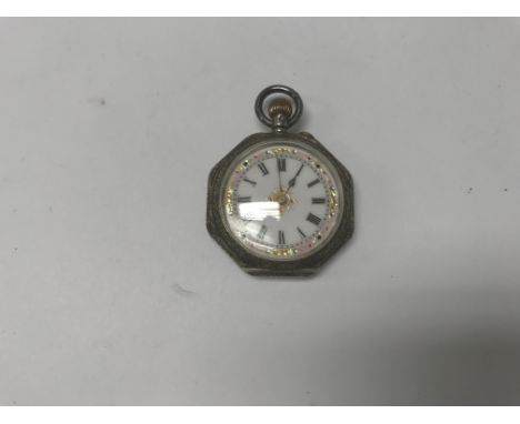 A Lady's silver and enamel pocket watch. NO RESERVE.