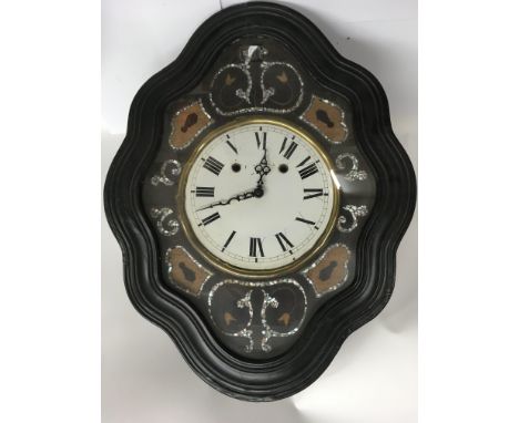 A mother of pearl inlaid wall clock with  later modern movement.NO RESERVE